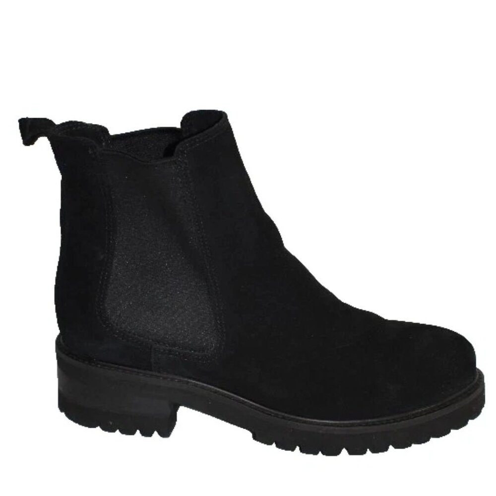 LA CANADIENNE Conner Suede Chelsea Bootie Black Size 7.5 M DD502